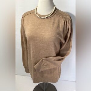Talbots Woman’s Sweater Pullover Size M Pure Merino Wool Color Light Brown